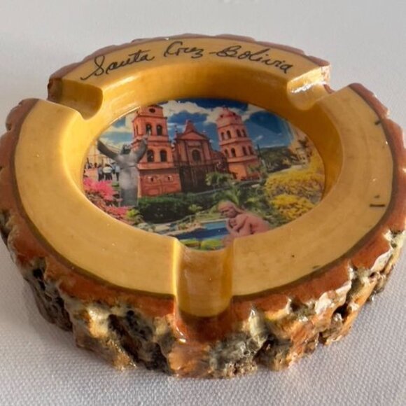 1960s Mid-Century Modern Handcrafted Wooden Ashtray From Bolivia Raw Edge - Picture 3 of 3